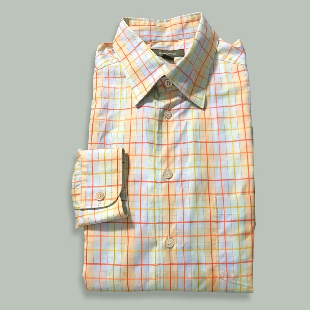 NWOT-Made in Italy-Ermenegildo Zegna Plaid L/S Shirt-Sz XXL